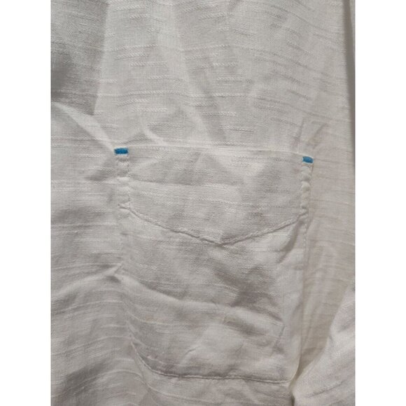 Caribbean White Button Up LINEN Blend Shirt Casual Coastal Tropical Beach XXL - Picture 3 of 10